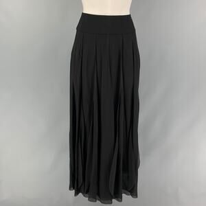 CHANEL Size 6 Black Silk Pleated Wide Leg Skirt